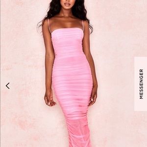 FORNARINA-PEPTO PINK ORGANZA MESH MAXI DRESS
